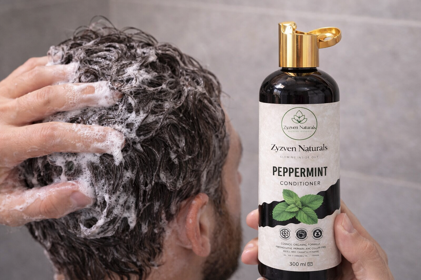 Peppermint Conditioner (300ml) | Organic Hydrating Conditioner with Peppermint, Rosemary, Aloe Vera & Jojoba Oil