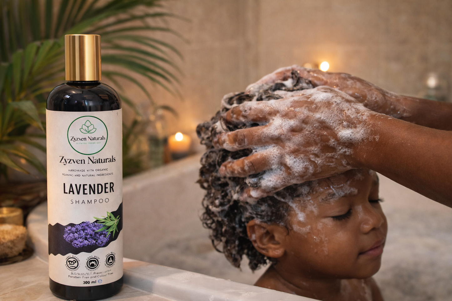 Lavender Shampoo (300ml) | Organic Calming Shampoo with Lavender, Aloe Vera & Rosemary