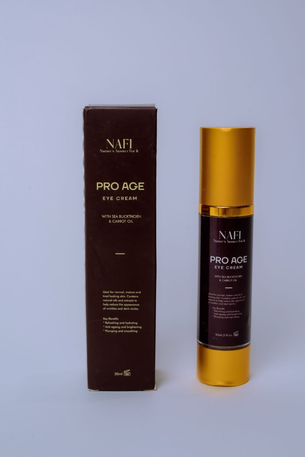 Zyzven Naturals & NAFI ProAge ögonkräm med hyaluronsyra, vitamin E, havtorn och morotsextrakt - 50 ml