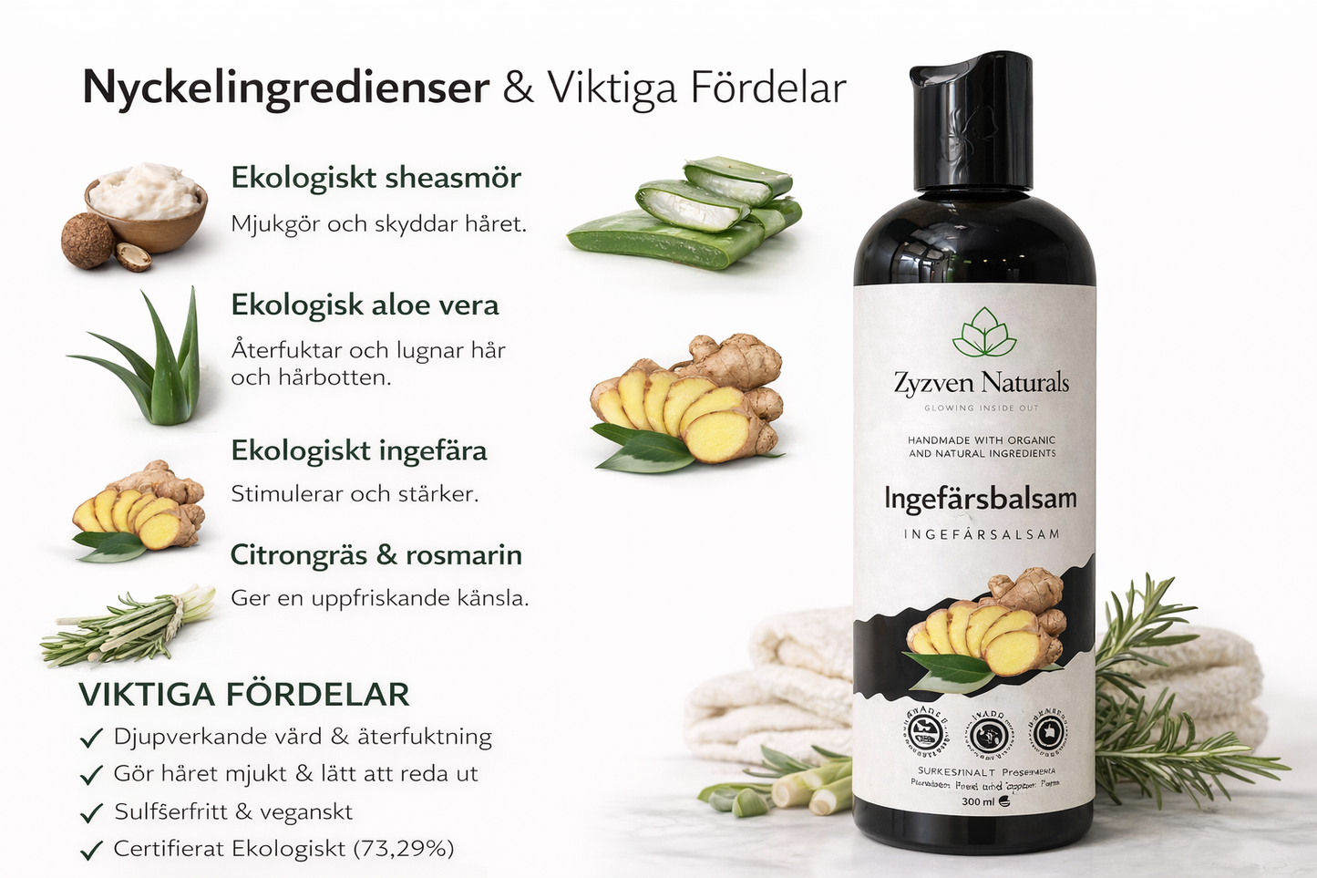 Zyzven Naturals Ginger Conditioner – Certified Organic | 300 ml