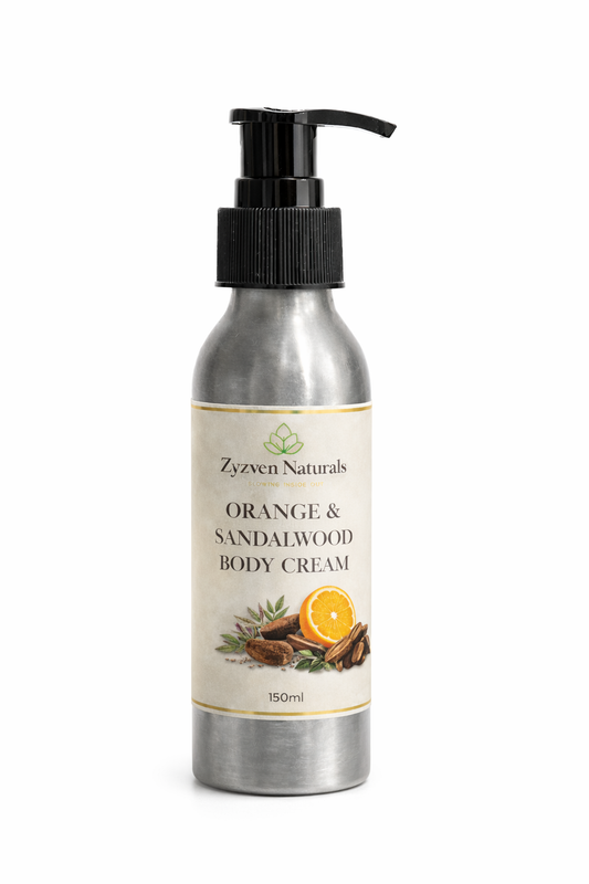Zyzven Naturals Orange & Sandalwood Body Cream – Masculine Botanical Moisturiser (150ml / 250ml)