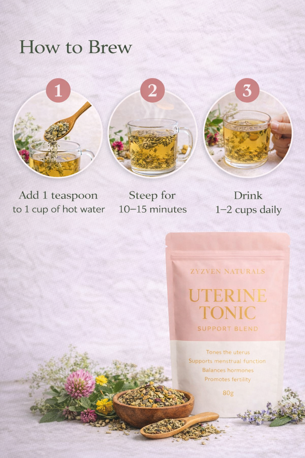 Zyzven Naturals | Uterine Tonic Herbal Blend – 80g