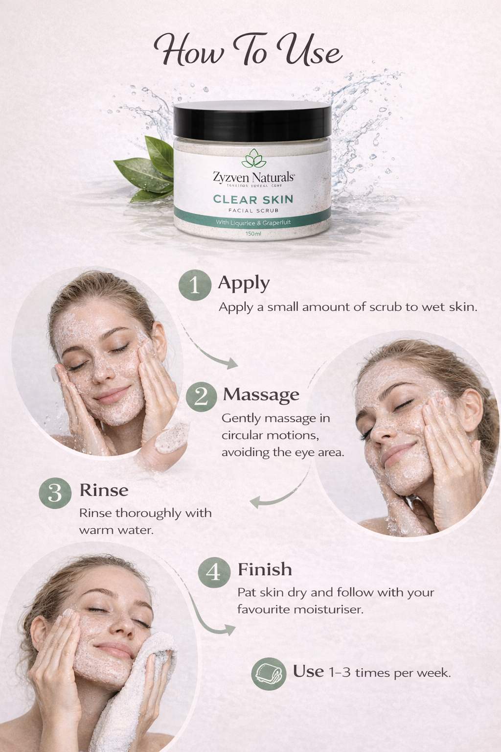 Zyzven Naturals Clear Skin Facial Scrub with Liquorice & Grapefruit 150ml – Exfoliating Face Scrub
