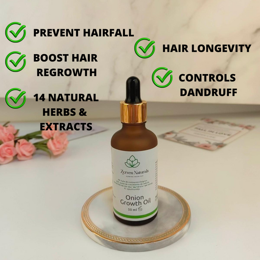 Zyzven Naturals Onion Growth Oil – 50ml
Hair Regrowth Treatment | Scalp Reviver | Multi-Purpose Natural Remedy