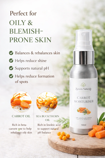 Zyzven Naturals Carrot & Sea Buckthorn Moisturiser 100ml – Handmade Facial Moisturiser