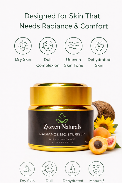 Zyzven Naturals Radiance Moisturiser (Liquorice & Grapefruit) – 50ml