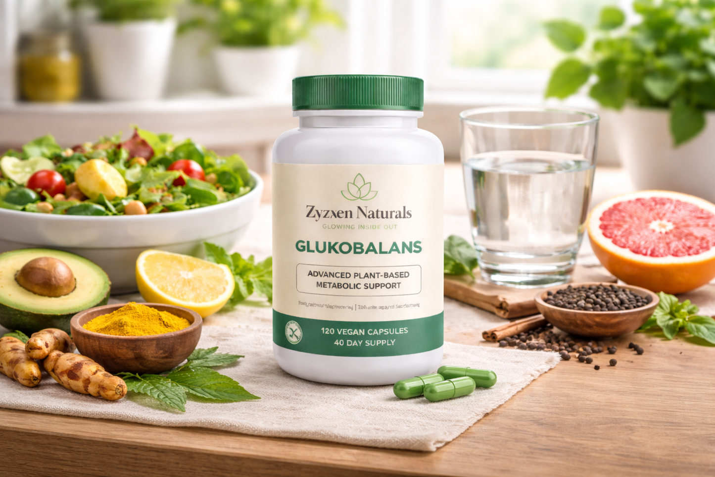 Zyzven Naturals Glukobalans™ – Advanced Metabolic & Appetite Support | Berberine, Glucomannan, Gymnema & Chromium | 120 Vegan Capsules (40-Day Supply)