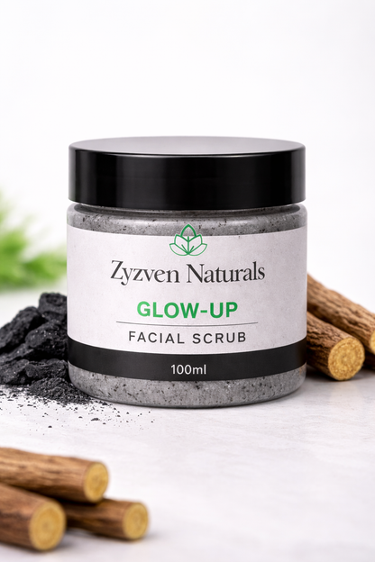 Zyzven Naturals Glow-Up Facial Scrub with Charcoal & Liquorice 100ml – Exfoliating Face Scrub