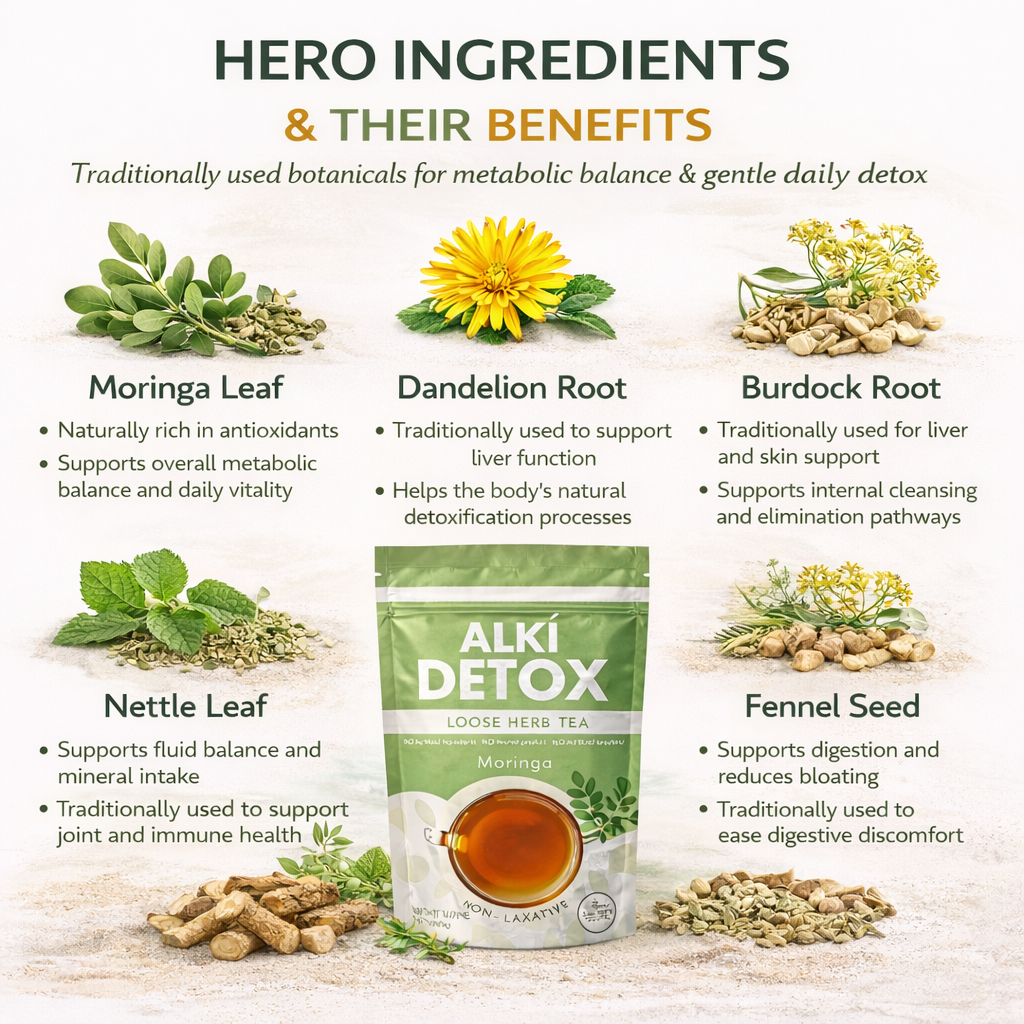 Zyzven Naturals Alki Detox with Moringa – Advanced Non-Laxative Metabolic Detox Tea (80g)