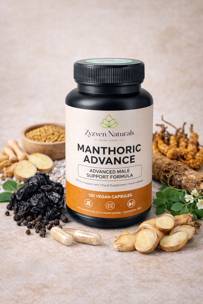Zyzven Naturals | Manthoric Advance™ – 120 Vegan Capsules

Advanced Male Vitality, Performance, Testosterone & Prostate Support