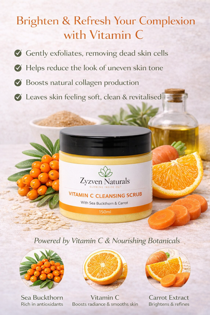 Zyzven Naturals Vitamin C Facial Scrub with Sea Buckthorn & Carrot 150ml – Exfoliating Face Scrub