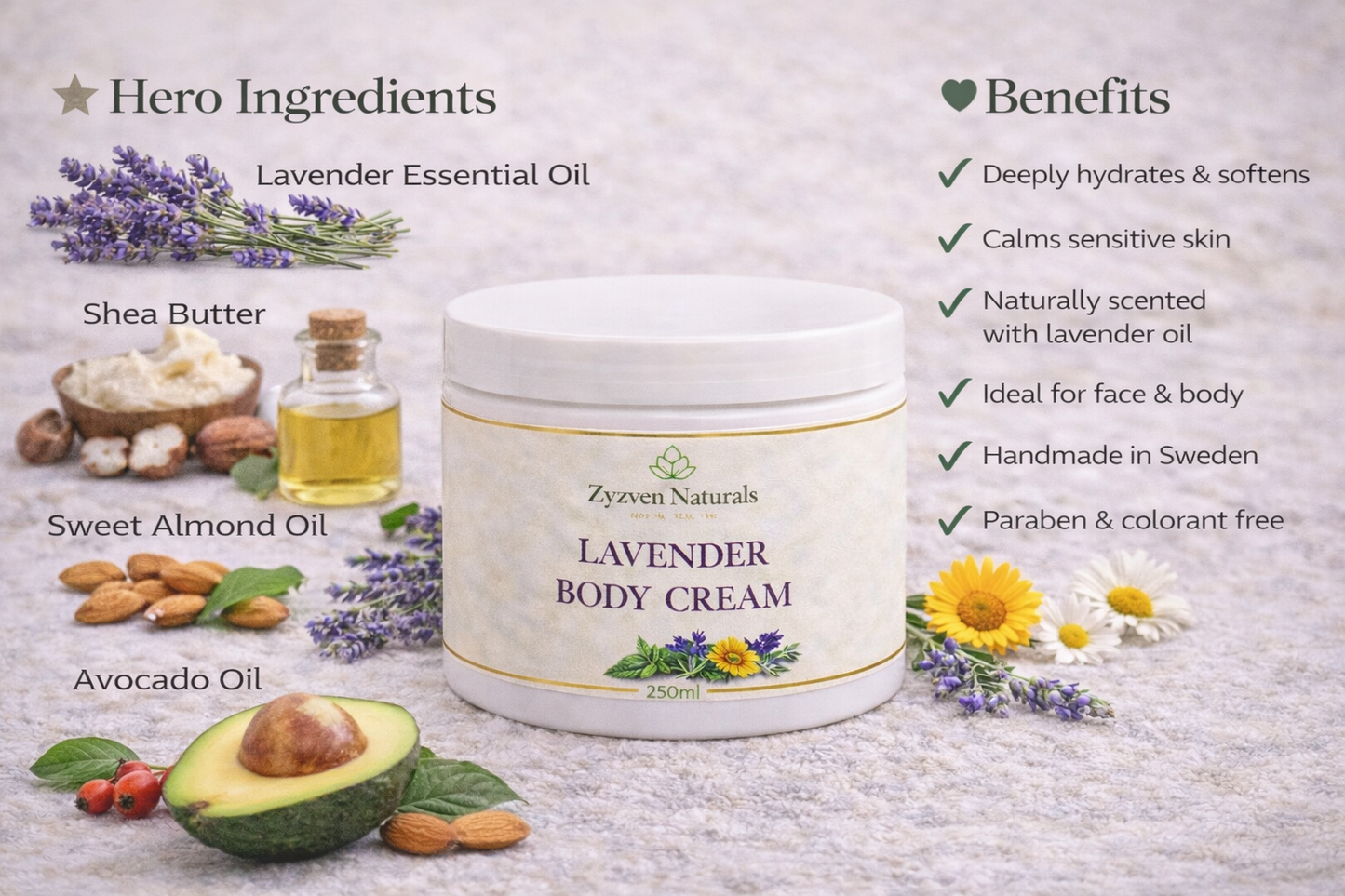 Lavender Body Cream – Handmade in Sweden