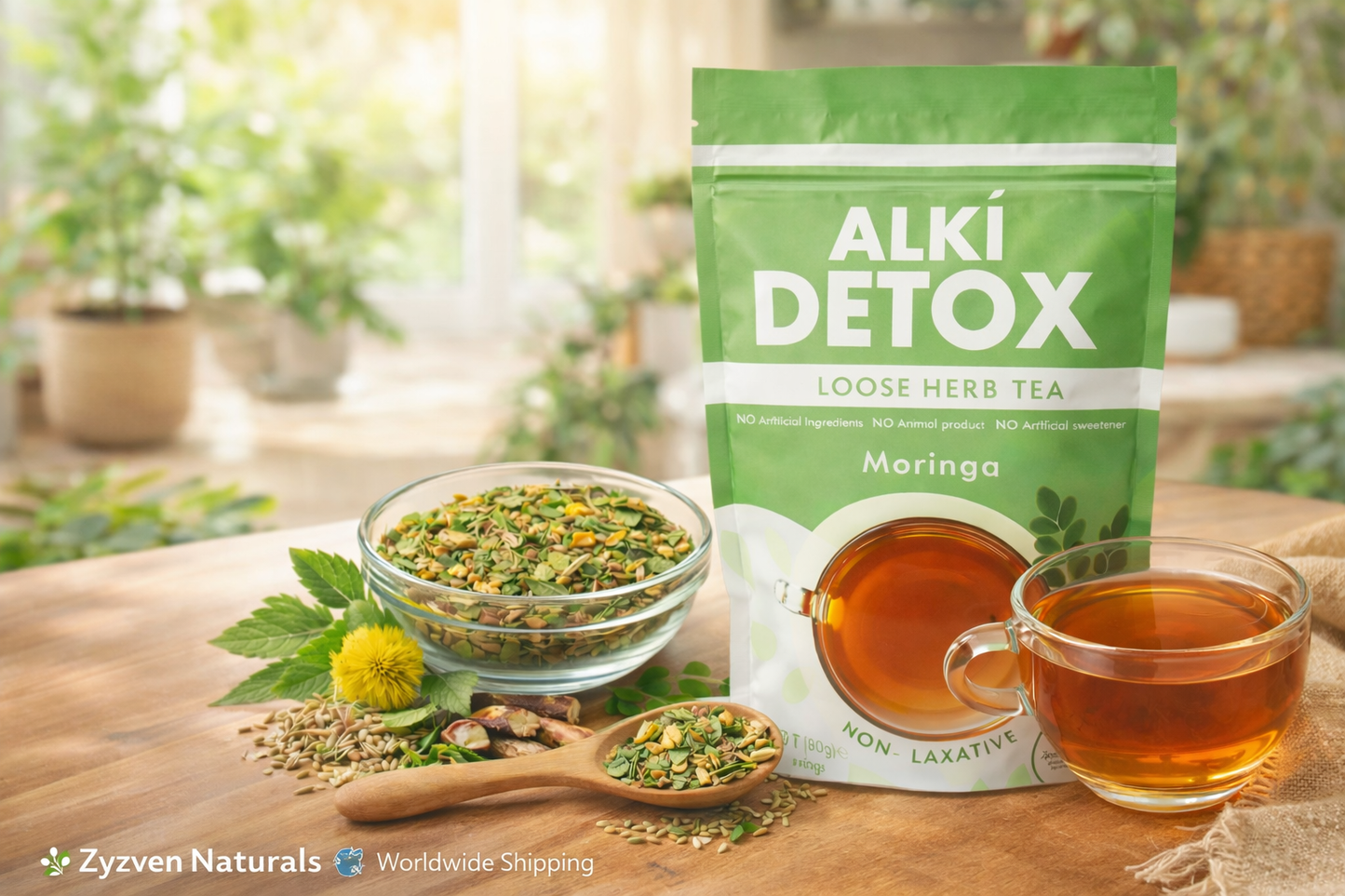 Zyzven Naturals Alki Detox with Moringa Loose Leaf Herbal Tea 80g