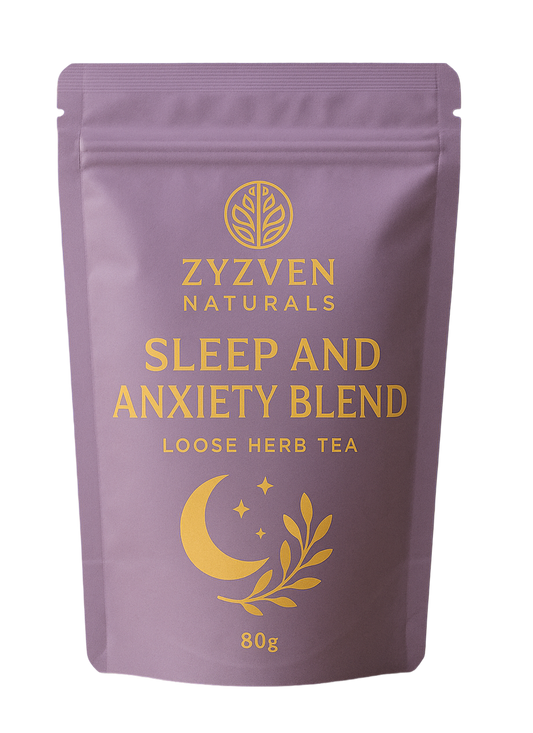 Zyzven Naturals Sleep and Anxiety Blend – 80g Loose Leaf Herbal Infusion