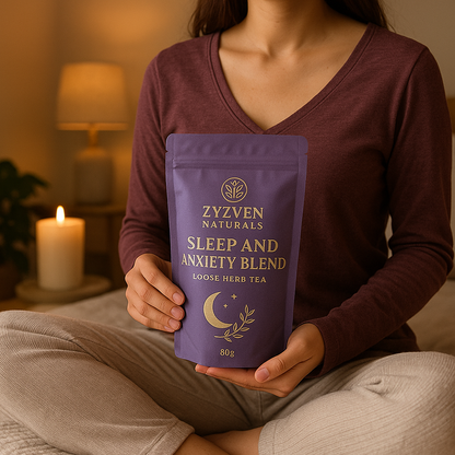 Zyzven Naturals Sleep and Anxiety Blend – 80g Loose Leaf Herbal Infusion
