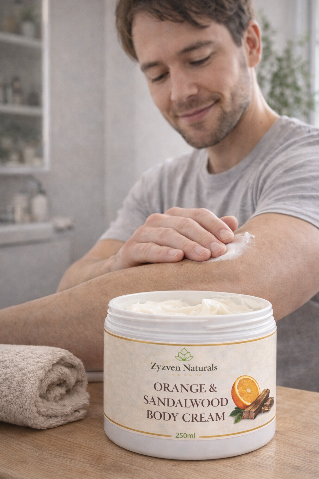 Zyzven Naturals Orange & Sandalwood Body Cream – Masculine Botanical Moisturiser (150ml / 250ml)