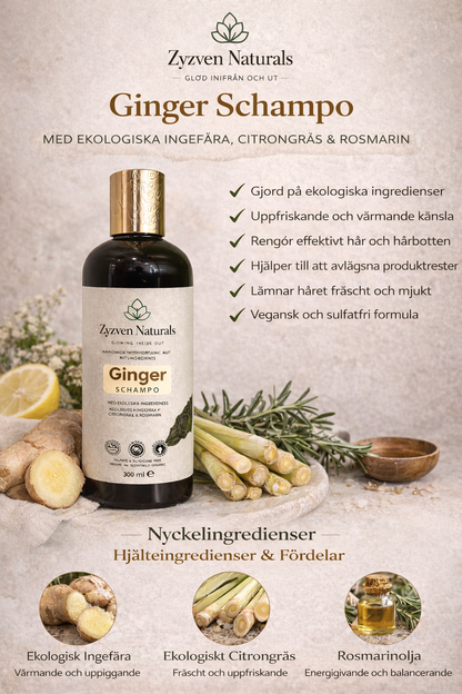 Zyzven Naturals Ginger Shampoo – With Organic Ingredients | 300 ml