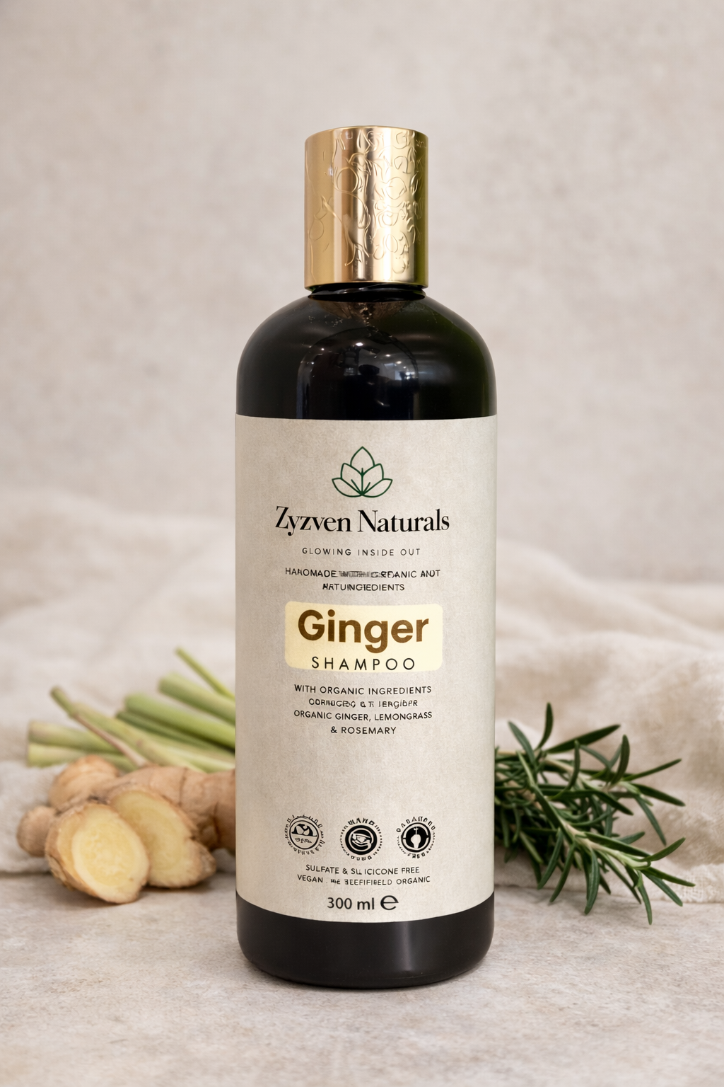 Zyzven Naturals Ginger Shampoo – With Organic Ingredients | 300 ml