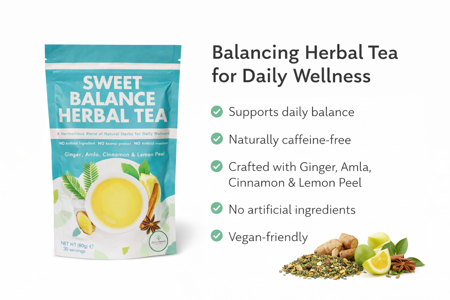 Zyzven Naturals Sweet Balance Herbal Tea – 80g