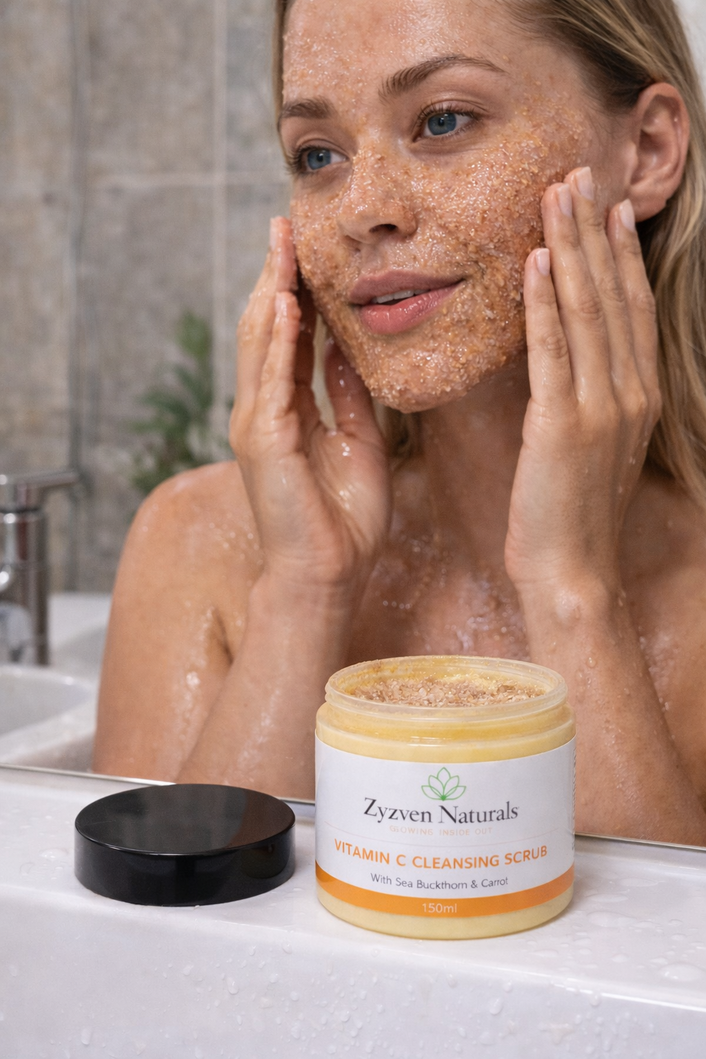 Zyzven Naturals Vitamin C Facial Scrub with Sea Buckthorn & Carrot 150ml – Exfoliating Face Scrub