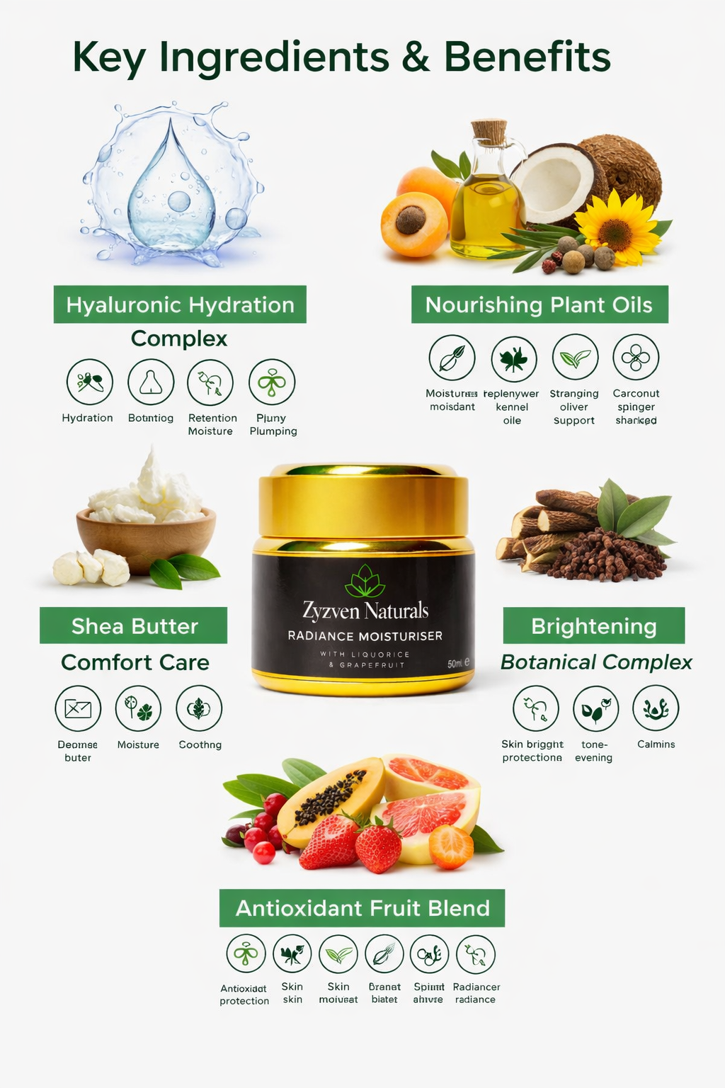 Zyzven Naturals Radiance Moisturiser (Liquorice & Grapefruit) – 50ml