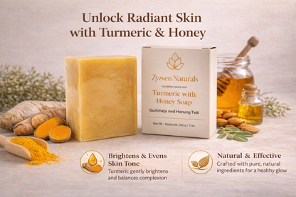Zyzven Naturals Turmeric & Kojic Brightening Soap Bar 200g – Niacinamide (Vitamin B3), Honey & Vitamin E for Radiant, Even-Looking Skin