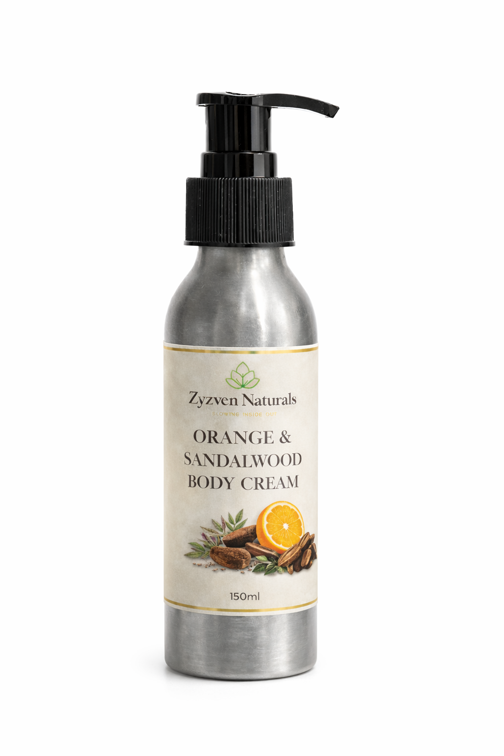 Zyzven Naturals Orange & Sandalwood Body Cream – Masculine Botanical Moisturiser (150ml / 250ml)
