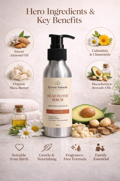 Zyzven Naturals Head to Toe Serum (Cream) – Gentle Family Moisturiser (From Birth) | 150ml