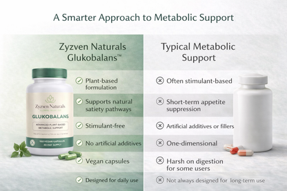 Zyzven Naturals Glukobalans™ – Advanced Metabolic & Appetite Support | Berberine, Glucomannan, Gymnema & Chromium | 120 Vegan Capsules (40-Day Supply)