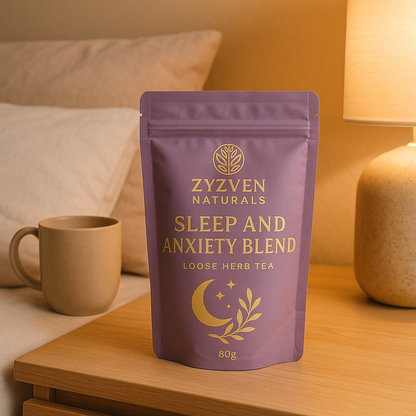 Zyzven Naturals Sleep and Anxiety Blend – 80g Loose Leaf Herbal Infusion