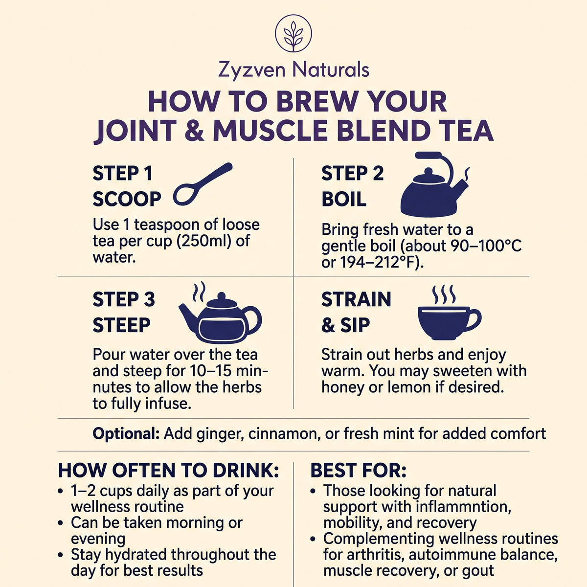 Organic Joint & Muscle Wellness Herbal Tea (60g) | JointEase | Caffeine-Free | GMP Certified