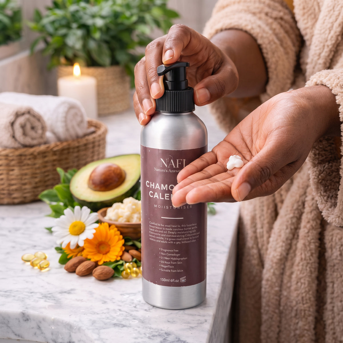 Fuktgivande serum från topp till tå | Ekologisk kamomill- och ringblommeserum (150 ml)