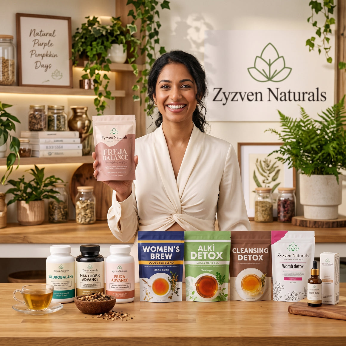 Zyzven Naturals Business in a Box reseller starter package with 40 teas and supplements.