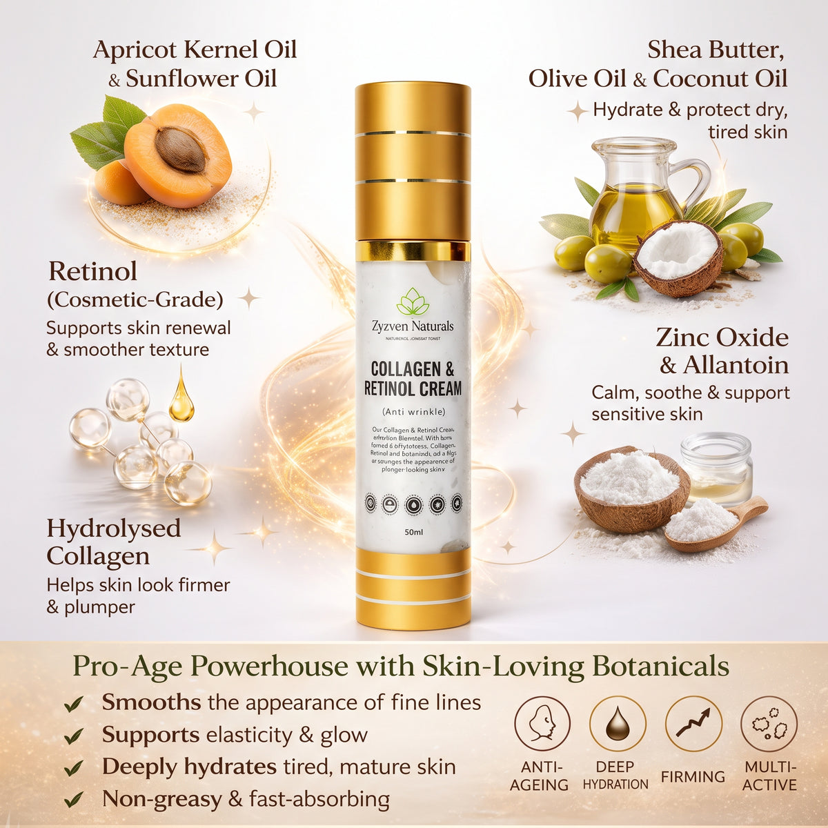 Collagen & Retinol Moisturizer | Organic Anti-Aging Face Cream (50ml)