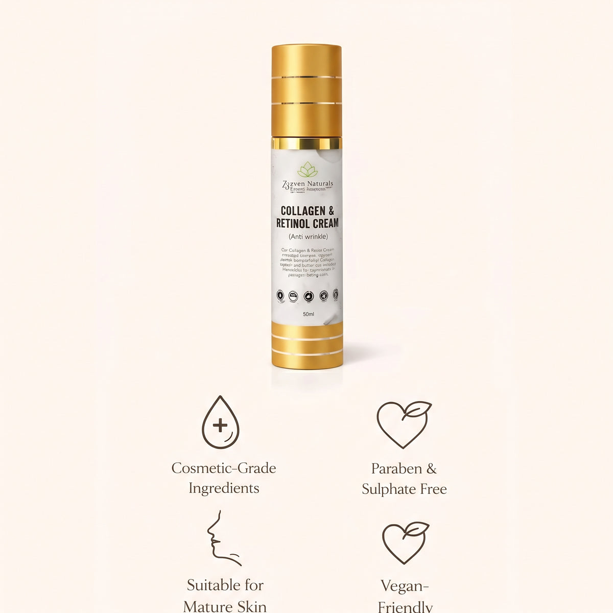 Collagen & Retinol Moisturizer | Organic Anti-Aging Face Cream (50ml)