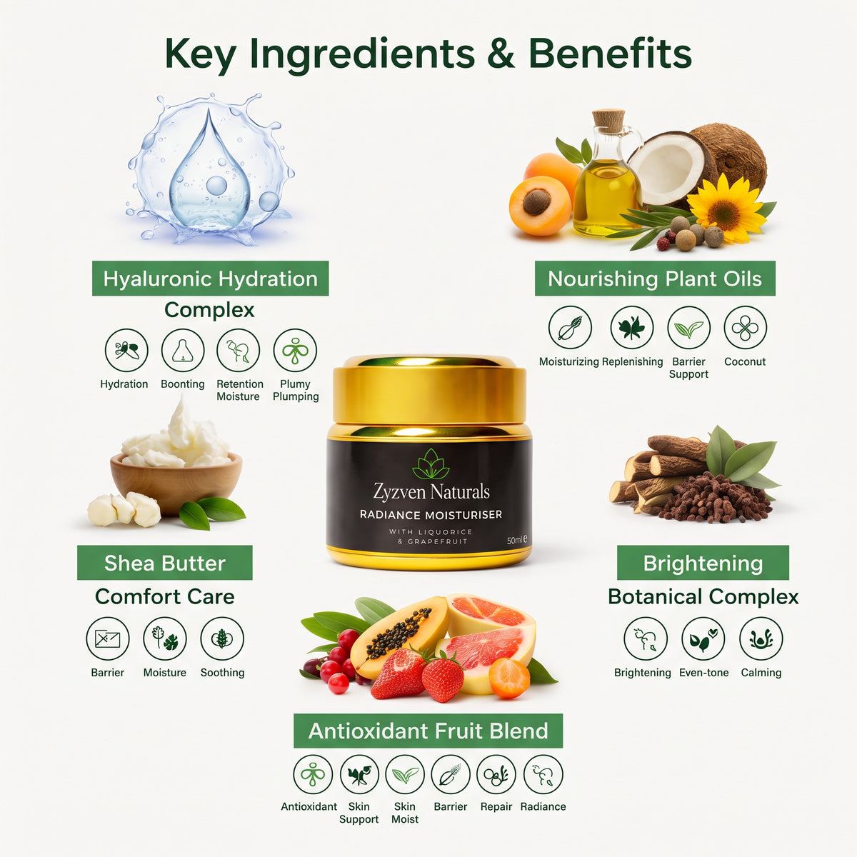 Radiance Moisturizer | Organic Brightening Face Cream for Dark Spots & Uneven Skin Tone (50ml)
