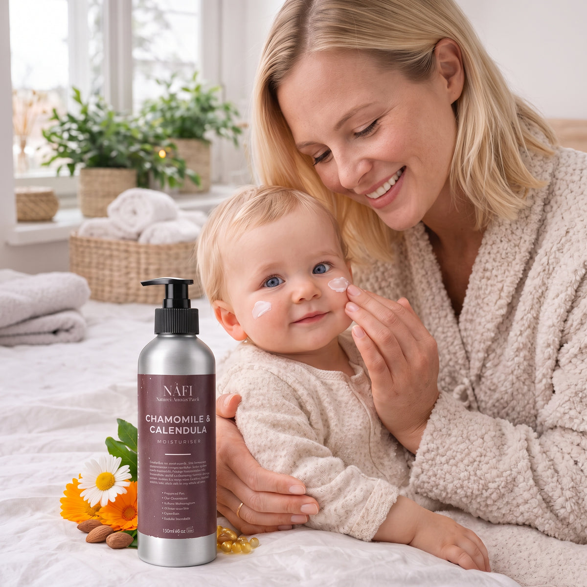 Fuktgivande serum från topp till tå | Ekologisk kamomill- och ringblommeserum (150 ml)