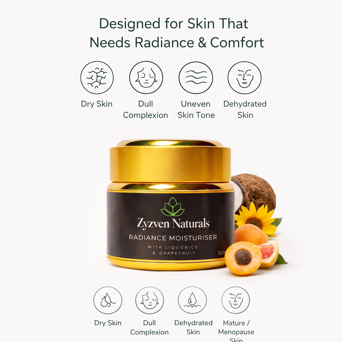 Radiance Moisturizer | Organic Brightening Face Cream for Dark Spots & Uneven Skin Tone (50ml)