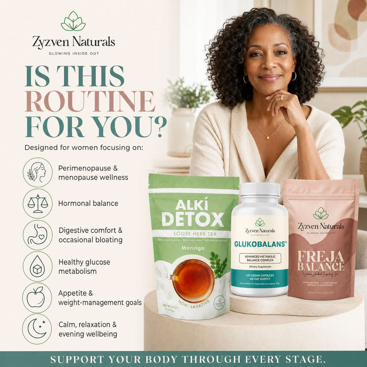 Menopause Day-to-Night Wellness Bundle | Alki Detox + GLUKOBALANS™ + Freja Balance