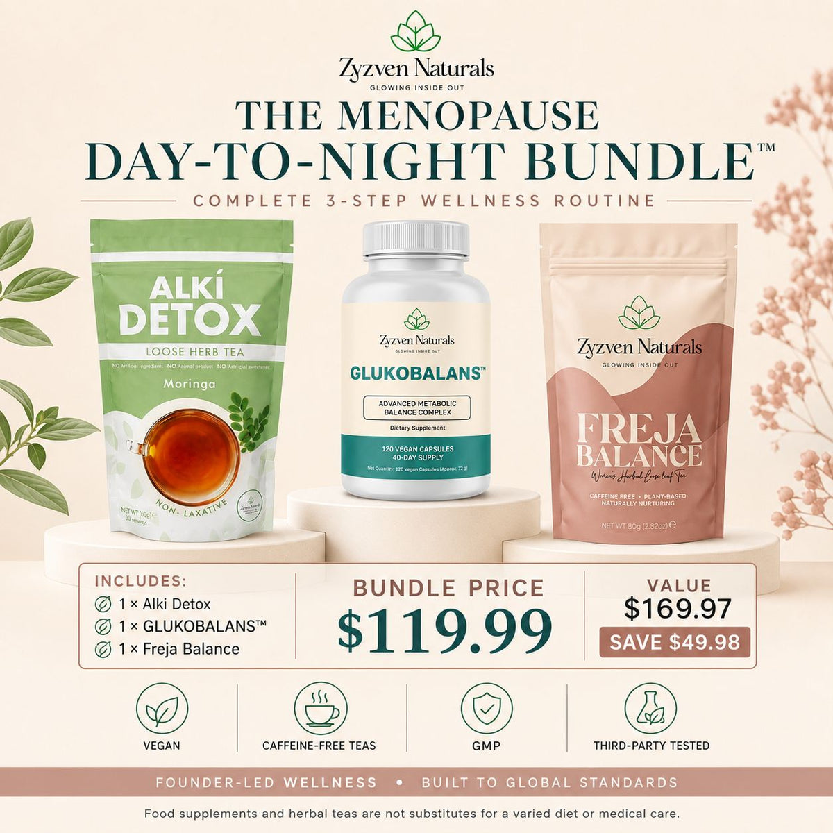 Menopause Day-to-Night Wellness Bundle | Alki Detox + GLUKOBALANS™ + Freja Balance