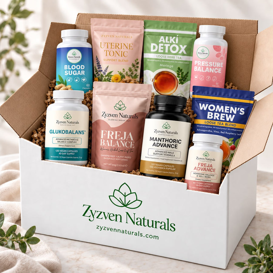 Zyzven Naturals Business in a Box reseller starter package with 40 teas and supplements.