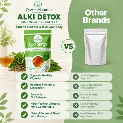 Detox, Metabolic, & Digestive Wellness Organic Herbal Tea (80g) | Alki Detox with Moringa