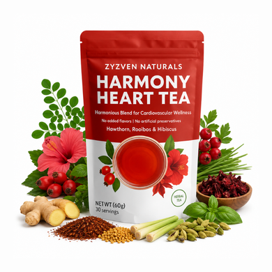 Harmony Heart cardiovascular wellness herbal tea 80g, organic vegan herbal tea, GMP certified and third-party lab tested