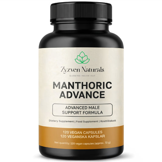 Manthoric Advance men's vitality and performance support capsules, 120 count vegan supplement, GMP manufactured and lab tested