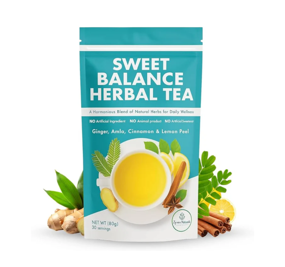 Sweet Balance blood sugar wellness herbal tea 80g, organic vegan herbal tea, GMP certified and third-party lab tested