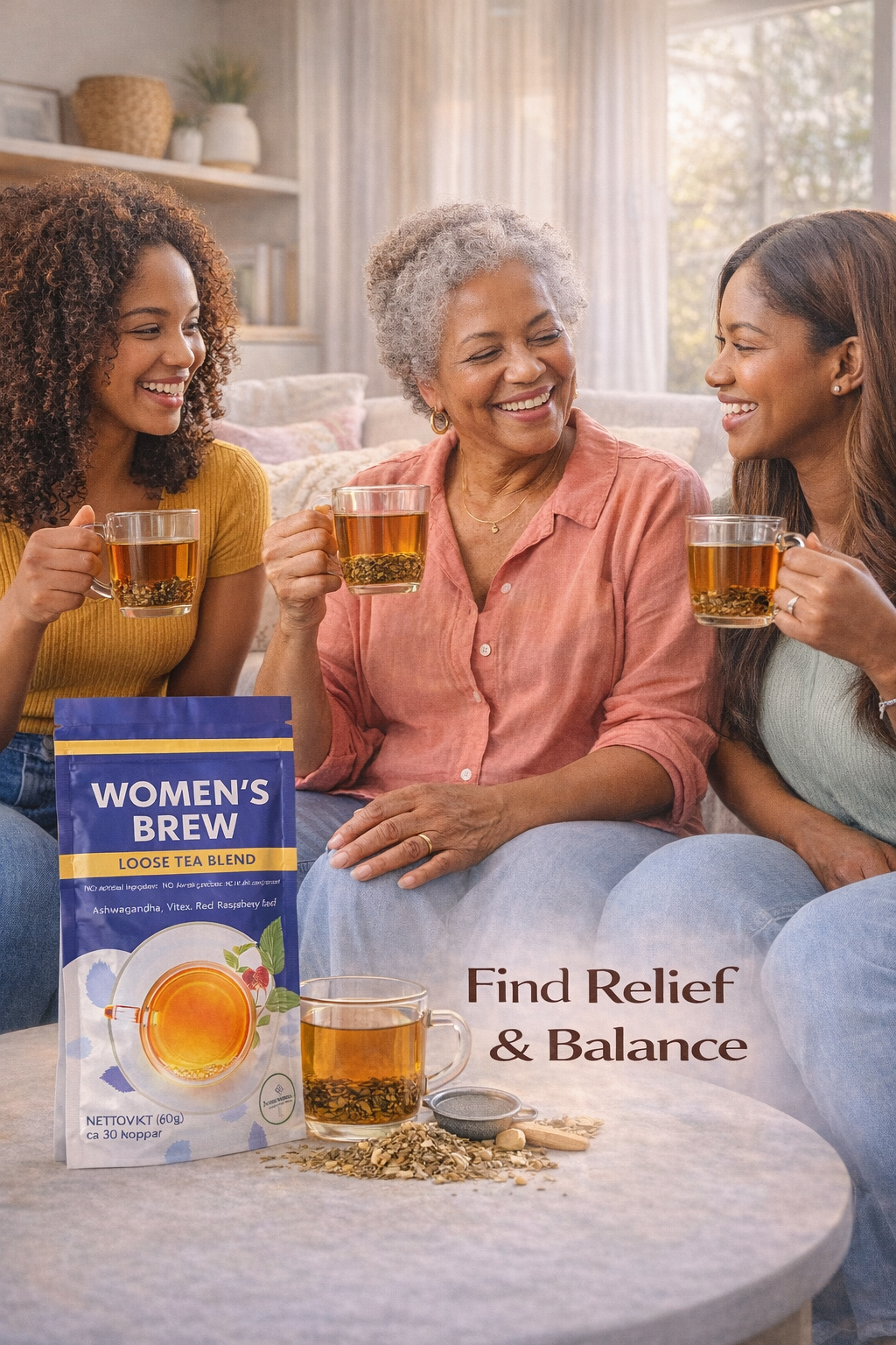 Women's Brew Women's Wellness Herbal Tea 60g organic vegan herbal tea, GMP certified and third-party lab tested